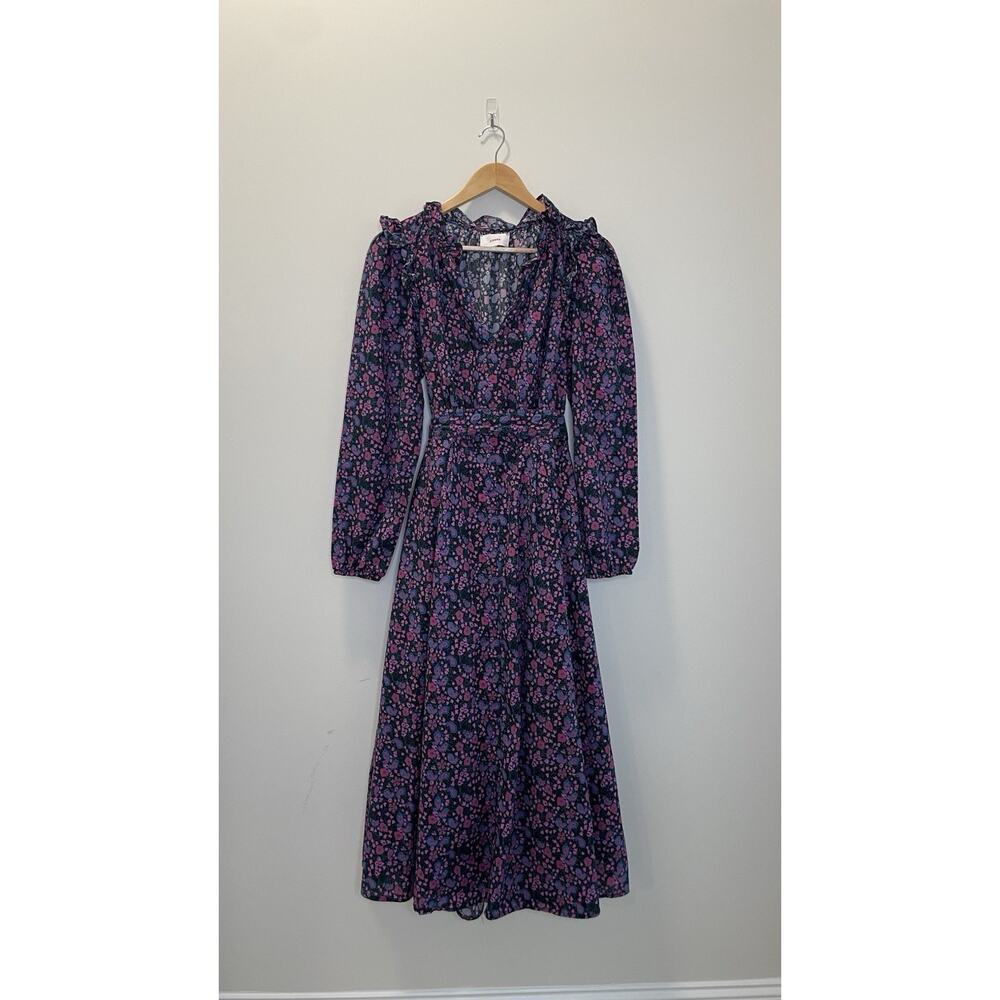 Xirena Paisley Floral Maxi Dress Cottagecore Bloomcore Black Pink Blue Size L